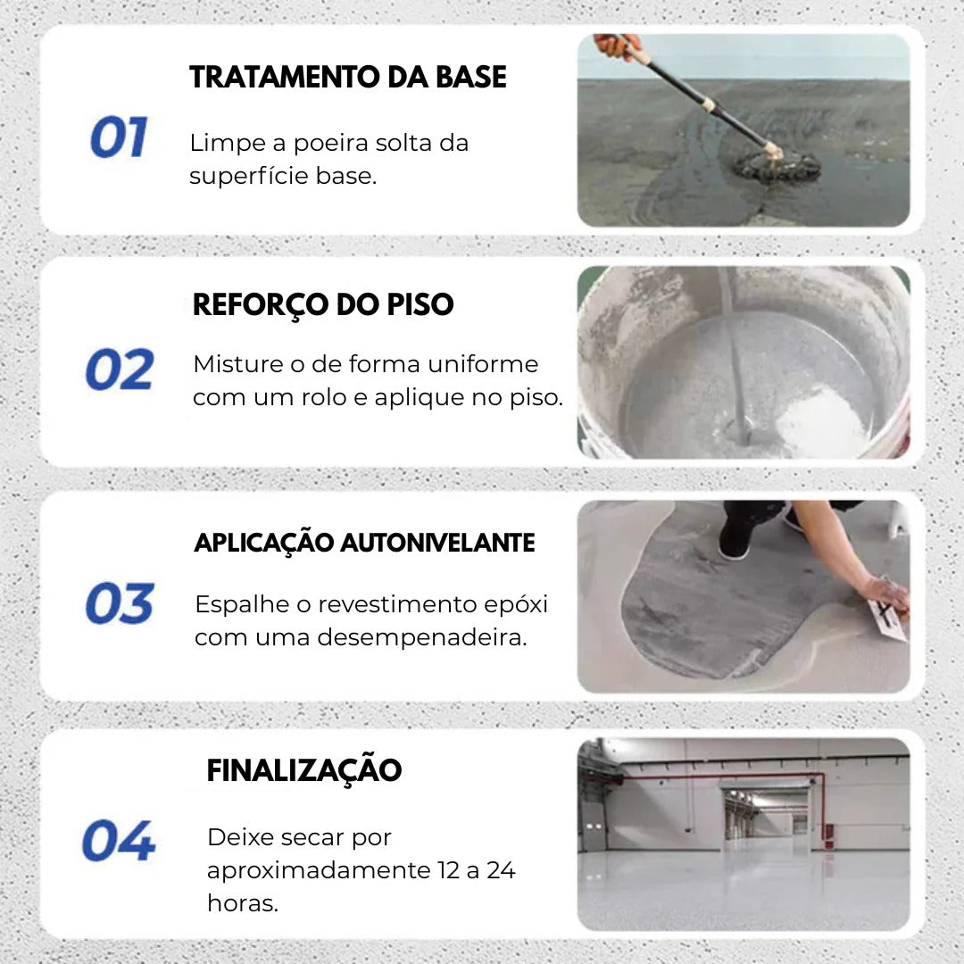 Revestimento de Piso Epóxi com Acabamento de Mármore de Alto Brilho + BRINDE HOJE 🔥Kit Ferramentas de Aplicação🔥